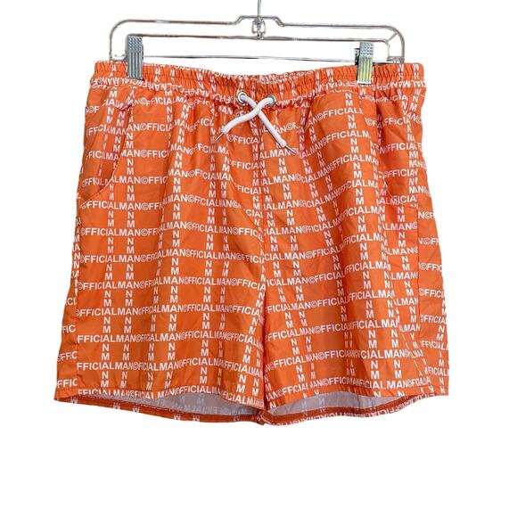 Boohoo Man‎ Printed Logo Swim Trunks Size 2XL Orange Swimwear - Picture 1 of 7